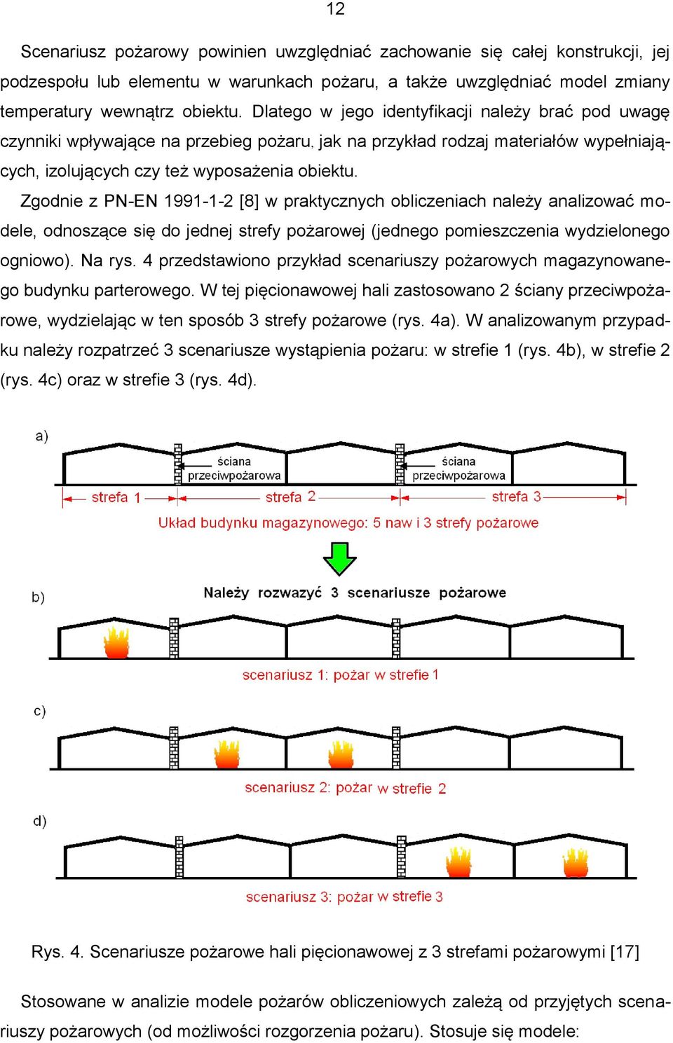 Zgodnie z PN-EN 1991-1-2 [8] w praktycznych obliczeniach należy analizować modele, odnoszące się do jednej strefy pożarowej (jednego pomieszczenia wydzielonego ogniowo). Na rys.