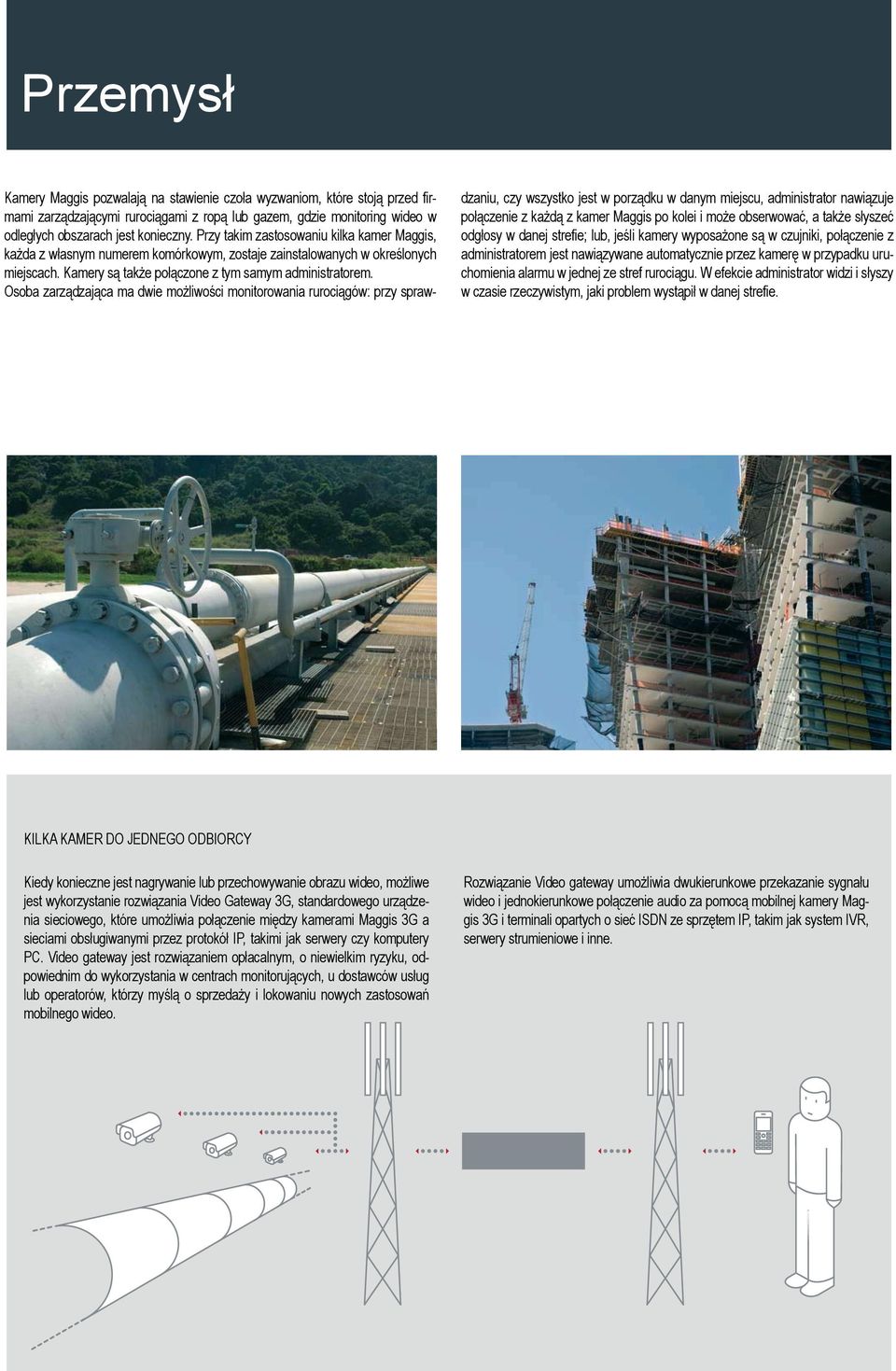 Osoba zarządzająca ma dwie możliwości monitorowania rurociągów: przy sprawdzaniu, czy wszystko jest w porządku w danym miejscu, administrator nawiązuje połączenie z każdą z kamer Maggis po kolei i