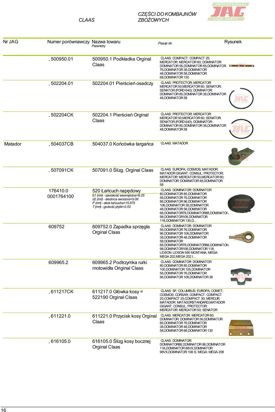 1 Pierścień Orginal CLAAS: PROTECTOR; MERCATOR: MERCATOR 50,MERCATOR 60; SENATOR: SENATOR (FORD 640); DOMINATOR: DOMINATOR 85,DOMINATOR 38,DOMINATOR 48,DOMINATOR 58 Matador, 504037CB 504037.