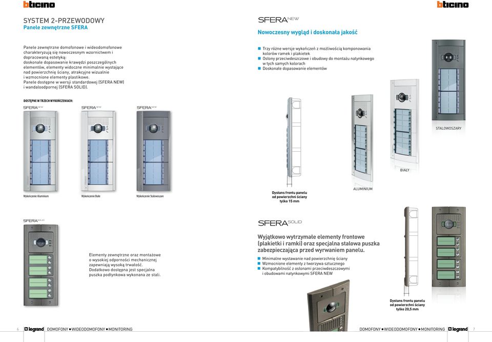 Panele dostępne w wersji standardowej (SFERA NEW) i wandaloodpornej (SFERA SOLID).
