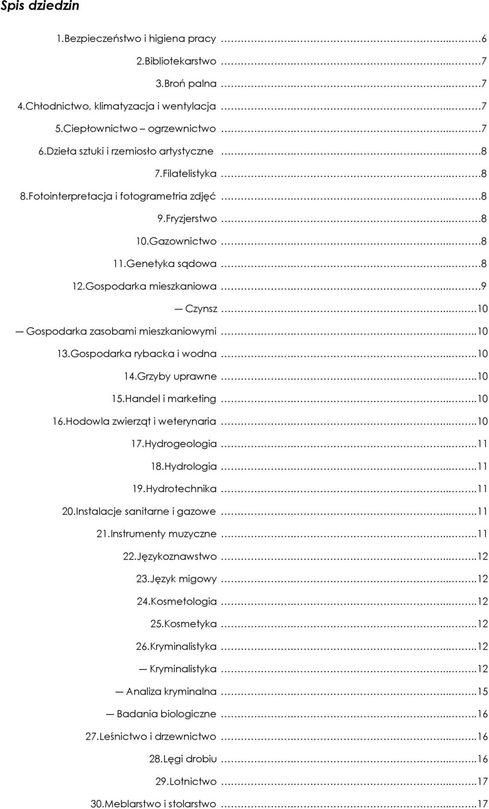 Gospodarka mieszkaniowa.... 9 Czynsz......10 Gospodarka zasobami mieszkaniowymi......10 13.Gospodarka rybacka i wodna......10 14.Grzyby uprawne......10 15.Handel i marketing......10 16.