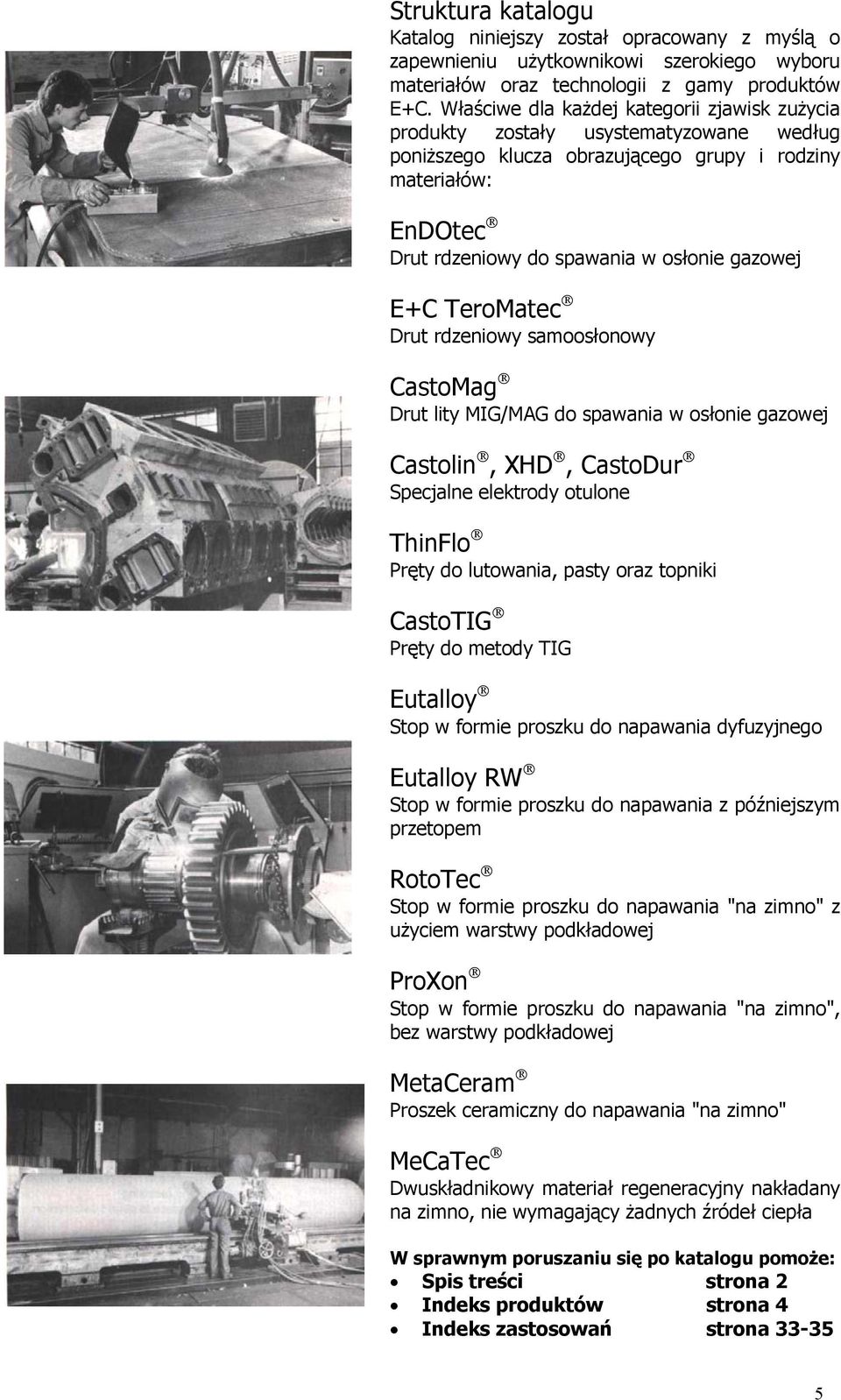 E+C TeroMatec Drut rdzeniowy samoosłonowy CastoMag Drut lity MIG/MAG do spawania w osłonie gazowej, XHD, CastoDur Specjalne elektrody otulone ThinFlo Pręty do lutowania, pasty oraz topniki CastoTIG