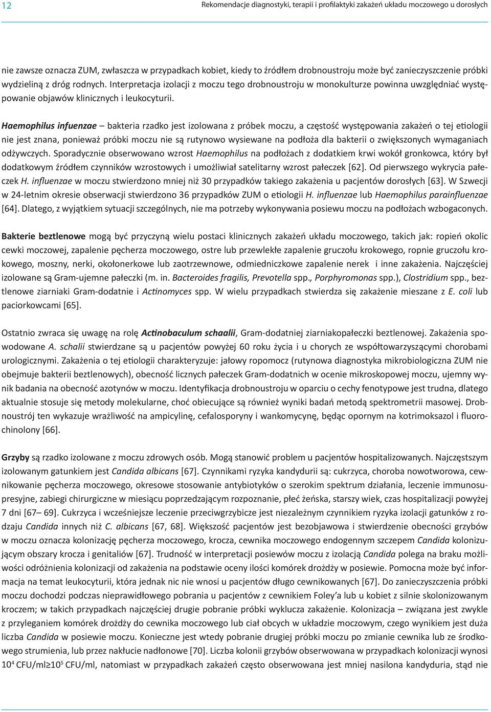 Haemophilus infuenzae bakteria rzadko jest izolowana z próbek moczu, a częstość występowania zakażeń o tej etiologii nie jest znana, ponieważ próbki moczu nie są rutynowo wysiewane na podłoża dla