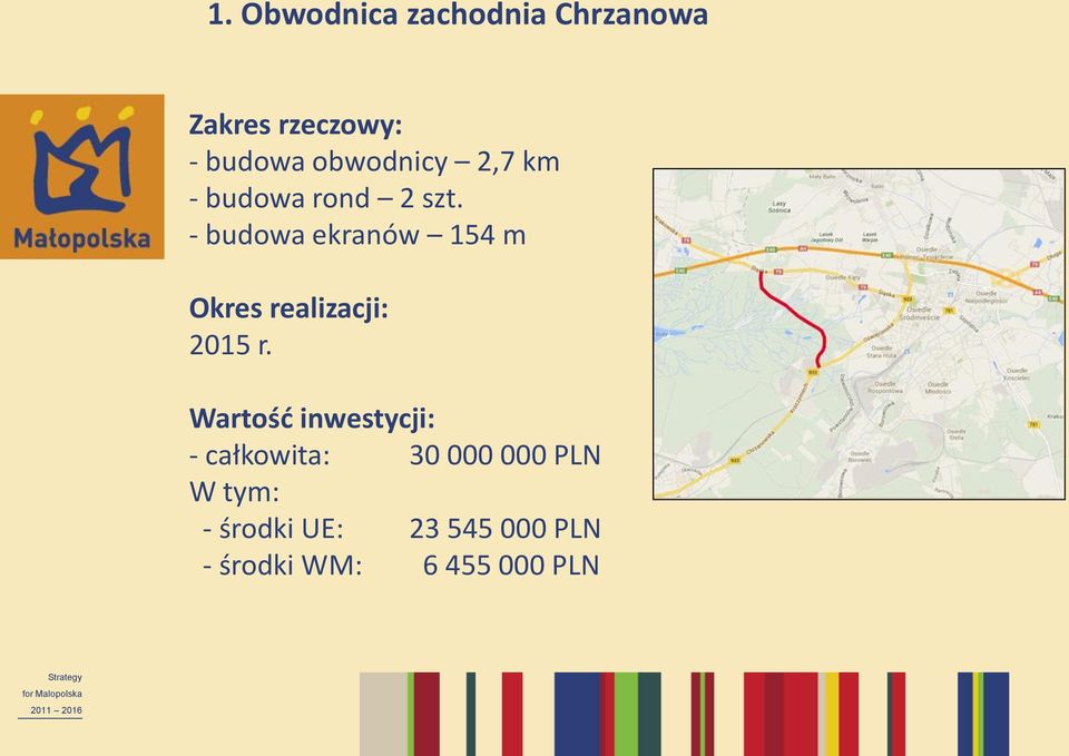 - budowa ekranów 154 m 2015 r.