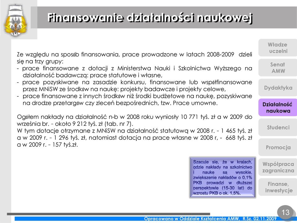 celowe, - prace finansowane z innych środków niż środki budżetowe na naukę, pozyskiwane na drodze przetargów czy zleceń bezpośrednich, tzw. Prace umowne.