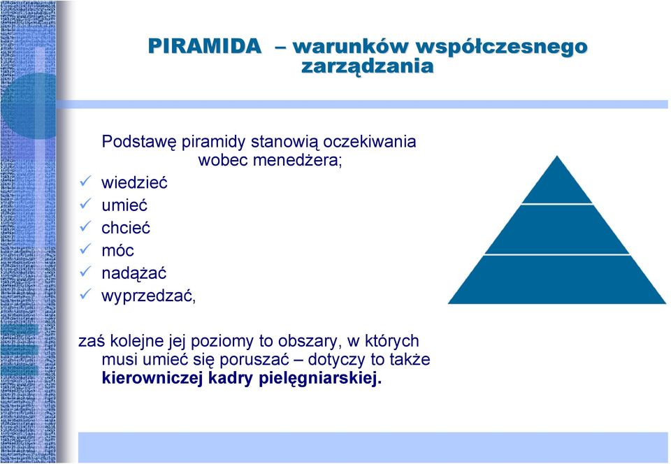 nadążać wyprzedzać, zaś kolejne jej poziomy to obszary, w których