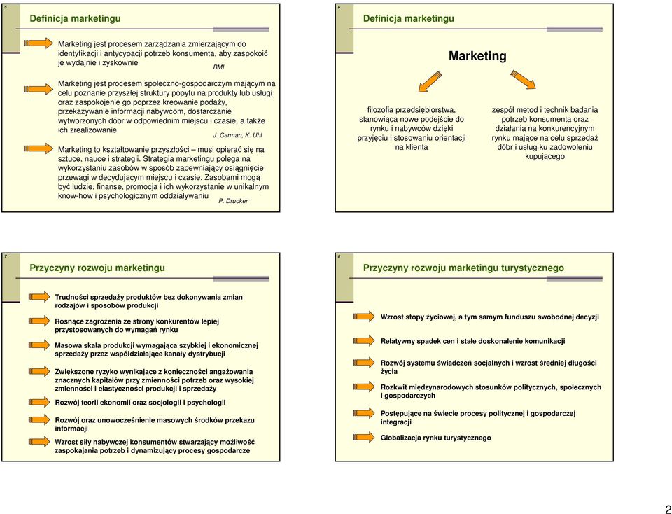nabywcom, dostarczanie wytworzonych dóbr w odpowiednim miejscu i czasie, a także ich zrealizowanie J. Carman, K.