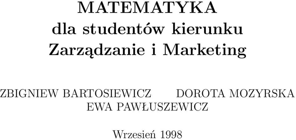 Marketing ZBIGNIEW BARTOSIEWICZ