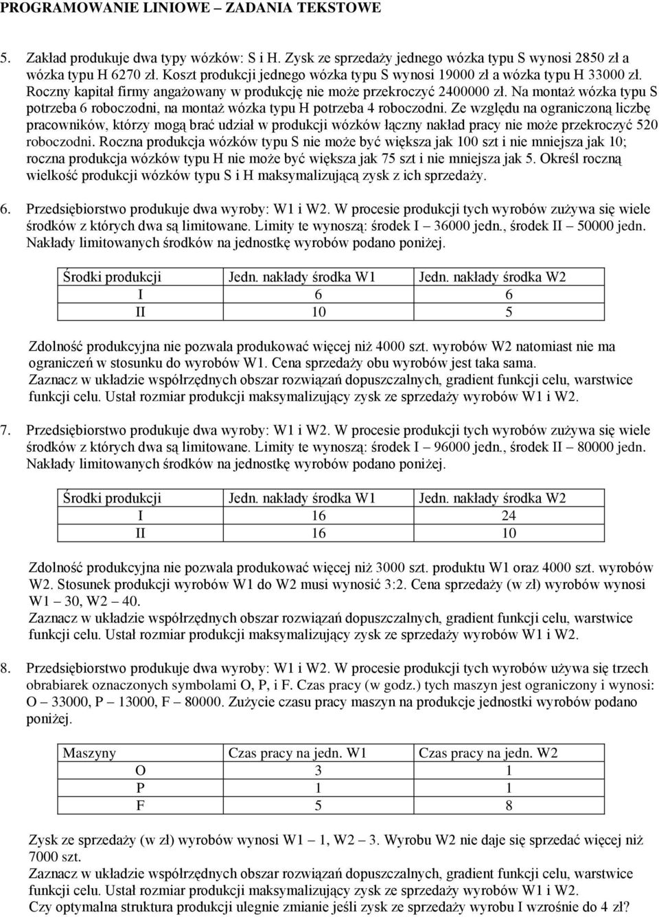 Na montaż wózka typu S potrzeba 6 roboczodni, na montaż wózka typu H potrzeba 4 roboczodni.