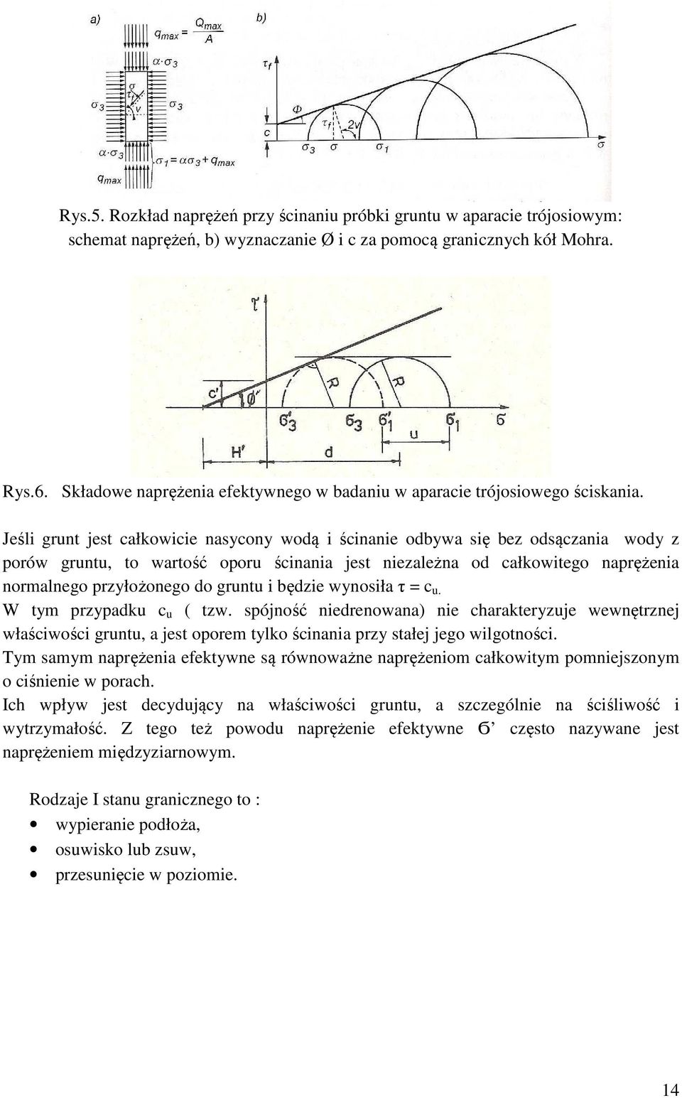 Jeśli grunt jest całkowicie nasycony wodą i ścinanie odbywa się bez odsączania wody z porów gruntu, to wartość oporu ścinania jest niezależna od całkowitego naprężenia normalnego przyłożonego do