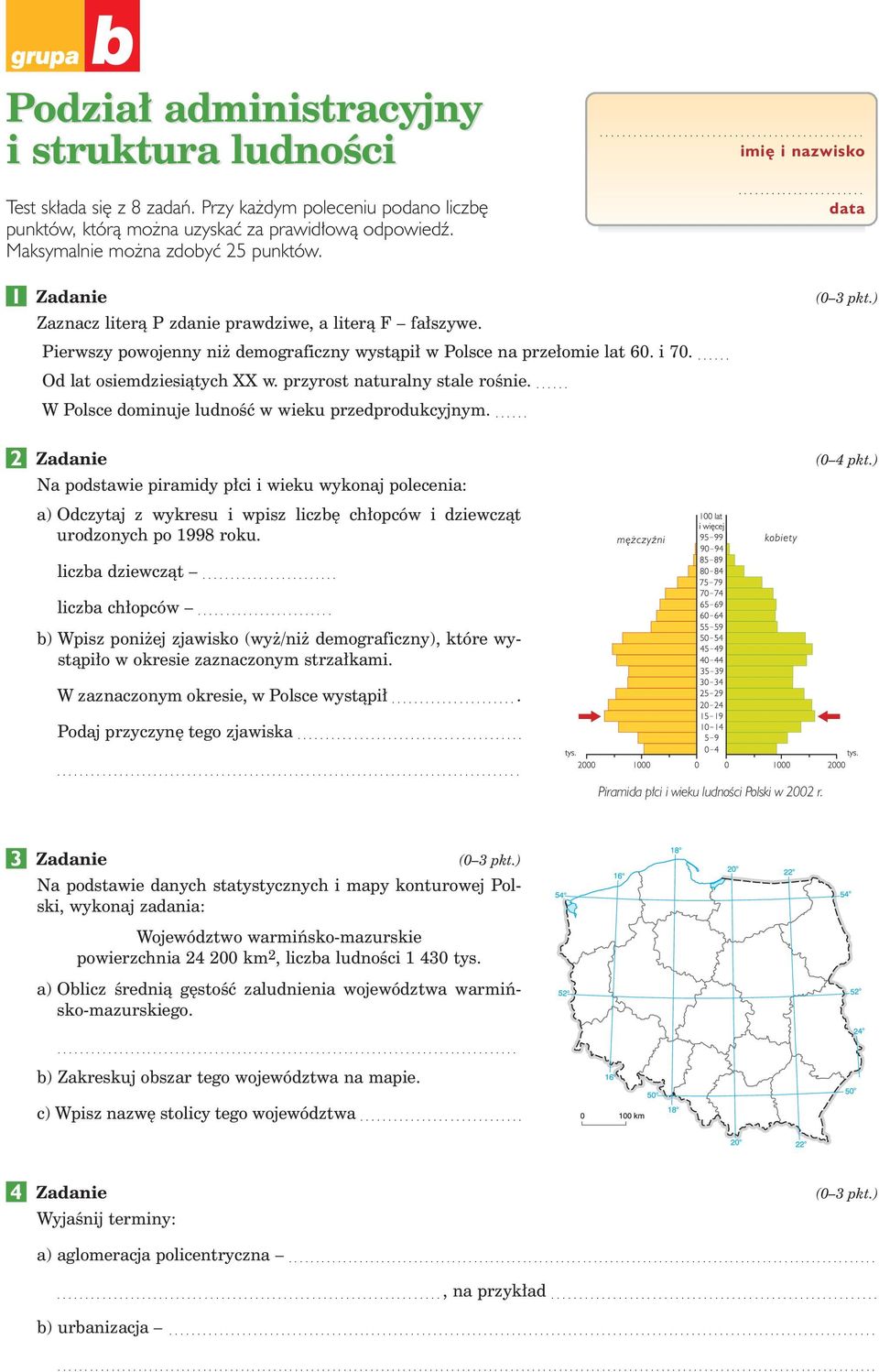 i 70.... Od lat osiemdziesiàtych XX w. przyrost naturalny stale roênie.... WPolsce dominuje ludnoêç w wieku przedprodukcyjnym.