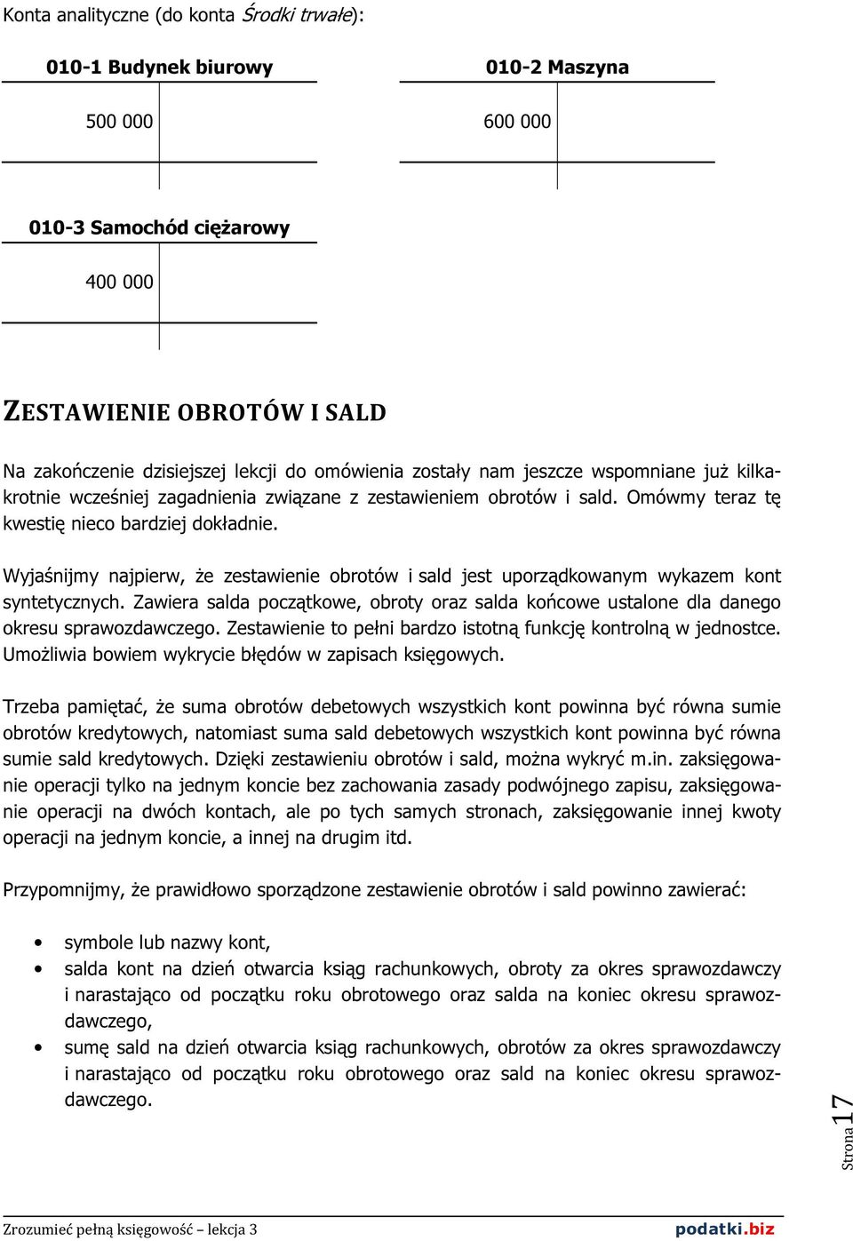 Wyjaśnijmy najpierw, że zestawienie obrotów i sald jest uporządkowanym wykazem kont syntetycznych. Zawiera salda początkowe, obroty oraz salda końcowe ustalone dla danego okresu sprawozdawczego.