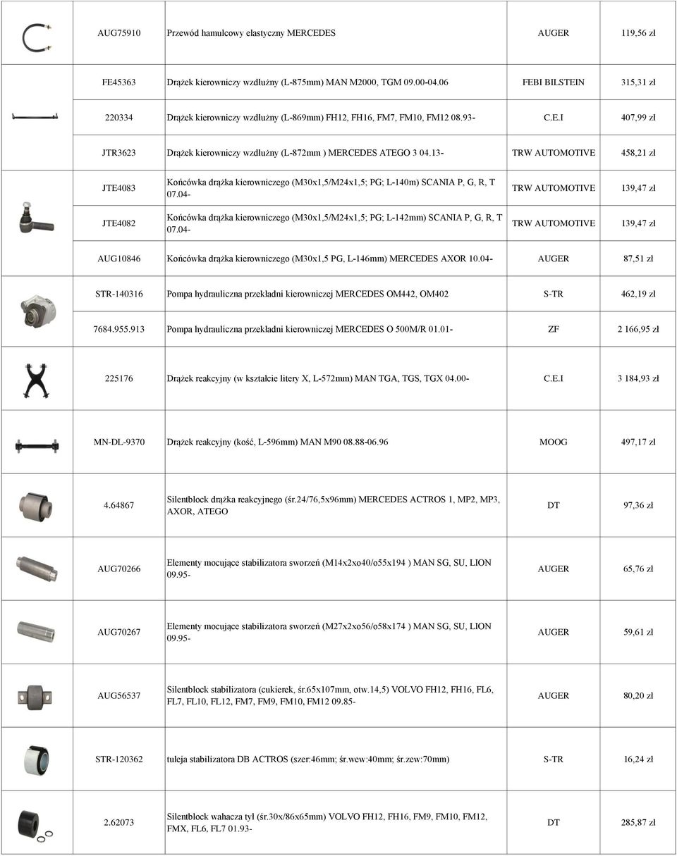 13- TRW AUTOMOTIVE 458,21 zł JTE4083 Końcówka drążka kierowniczego (M30x1,5/M24x1,5; PG; L-140m) SCANIA P, G, R, T 07.