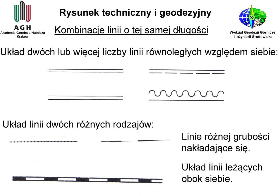 linii równoległych względem siebie: Układ linii dwóch różnych