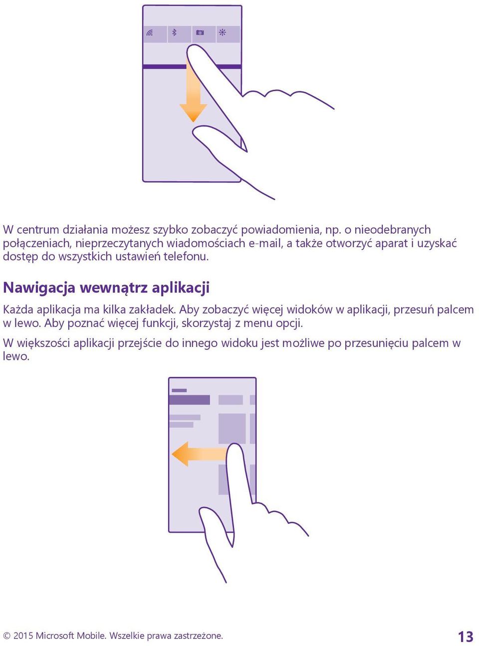 telefonu. Nawigacja wewnątrz aplikacji Każda aplikacja ma kilka zakładek.