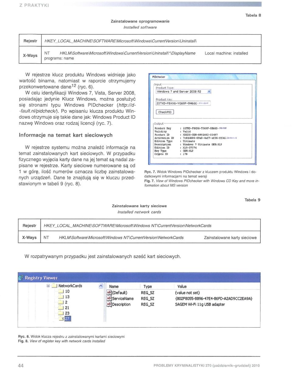 W celu identyfikacji Windows 7, Vista, Server 2008, posiadając jedynie Klucz Windows, można posłużyć się stronami typu Windows PDchecker (http://d -ault.nl/pidcheck!).