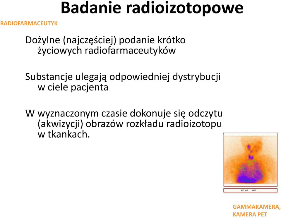 dystrybucji w ciele pacjenta W wyznaczonym czasie dokonuje się odczytu