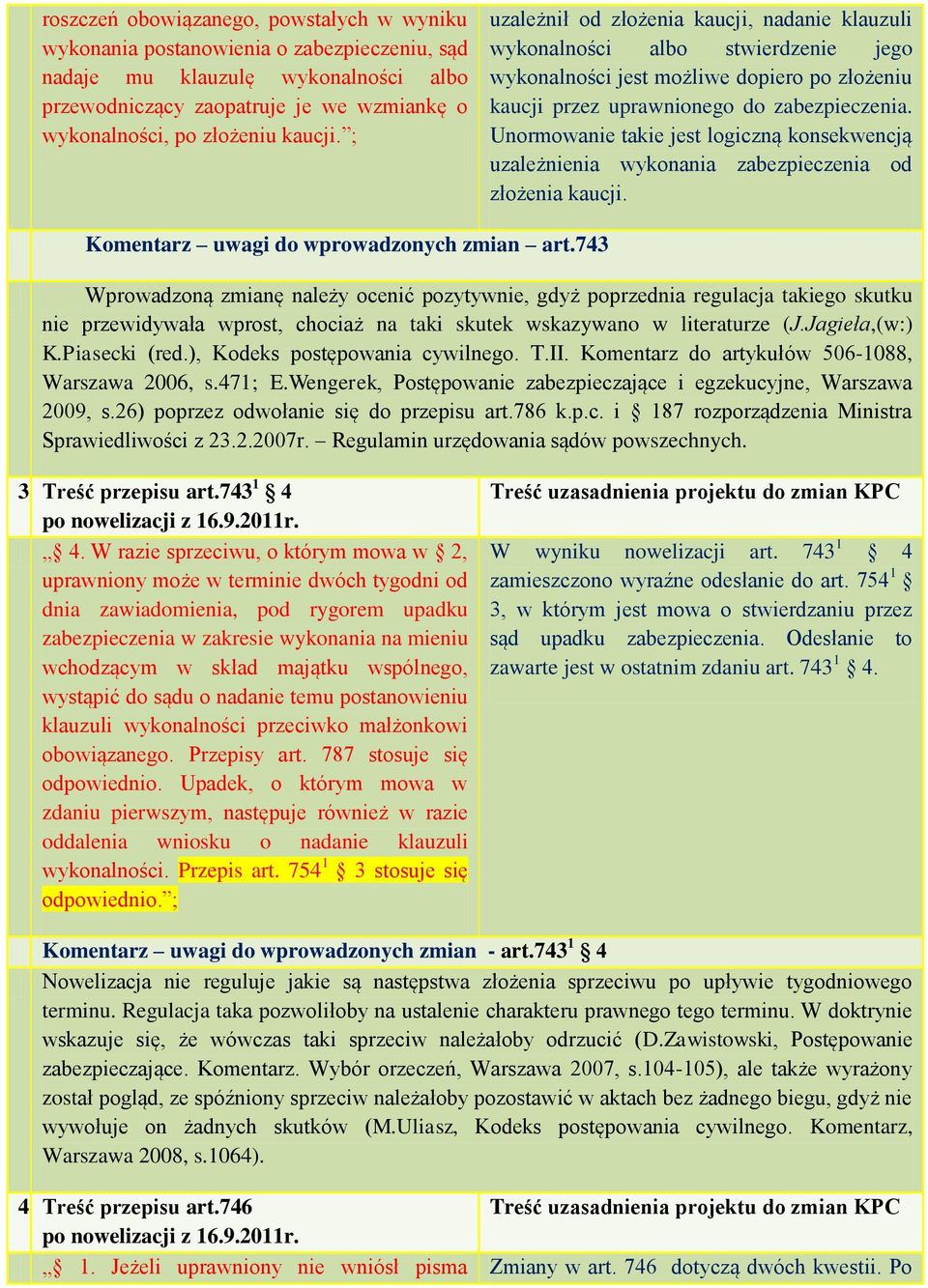 Unormowanie takie jest logiczną konsekwencją uzależnienia wykonania zabezpieczenia od złożenia kaucji. Komentarz uwagi do wprowadzonych zmian art.