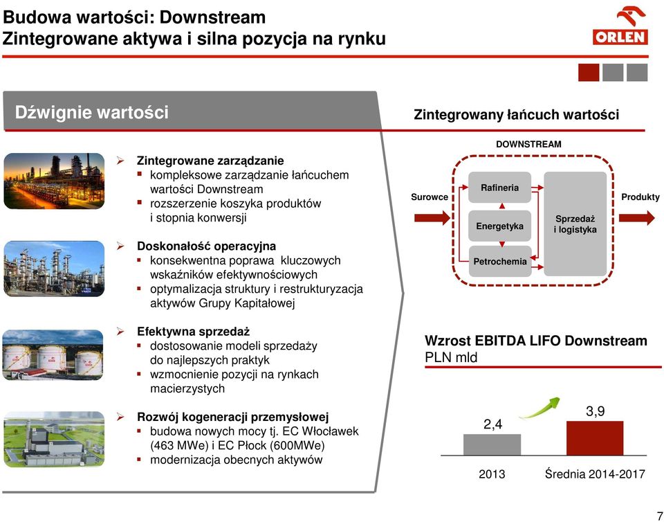 Grupy Kapitałowej Surowce Rafineria Energetyka Petrochemia Sprzedaż i logistyka Produkty Efektywna sprzedaż dostosowanie modeli sprzedaży do najlepszych praktyk wzmocnienie pozycji na rynkach