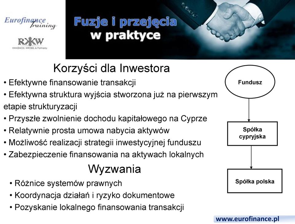 realizacji strategii inwestycyjnej funduszu Zabezpieczenie finansowania na aktywach lokalnych Wyzwania Różnice systemów