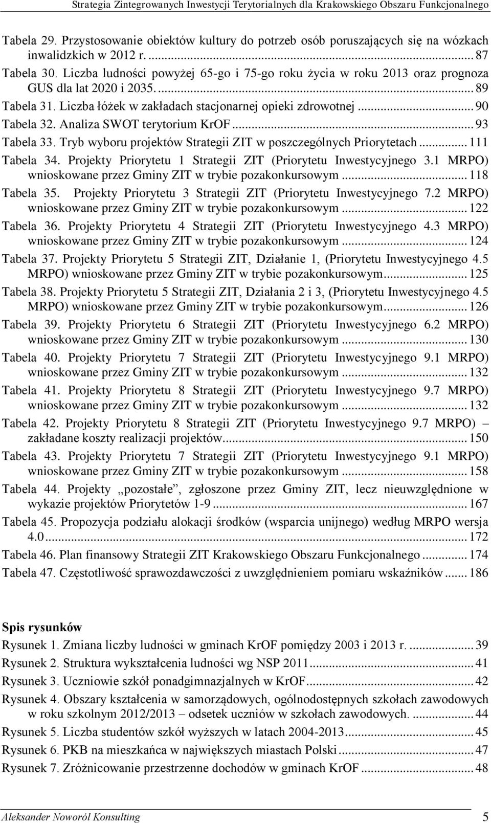 Analiza SWOT terytorium KrOF... 93 Tabela 33. Tryb wyboru projektów Strategii ZIT w poszczególnych Priorytetach... 111 Tabela 34. Projekty Priorytetu 1 Strategii ZIT (Priorytetu Inwestycyjnego 3.