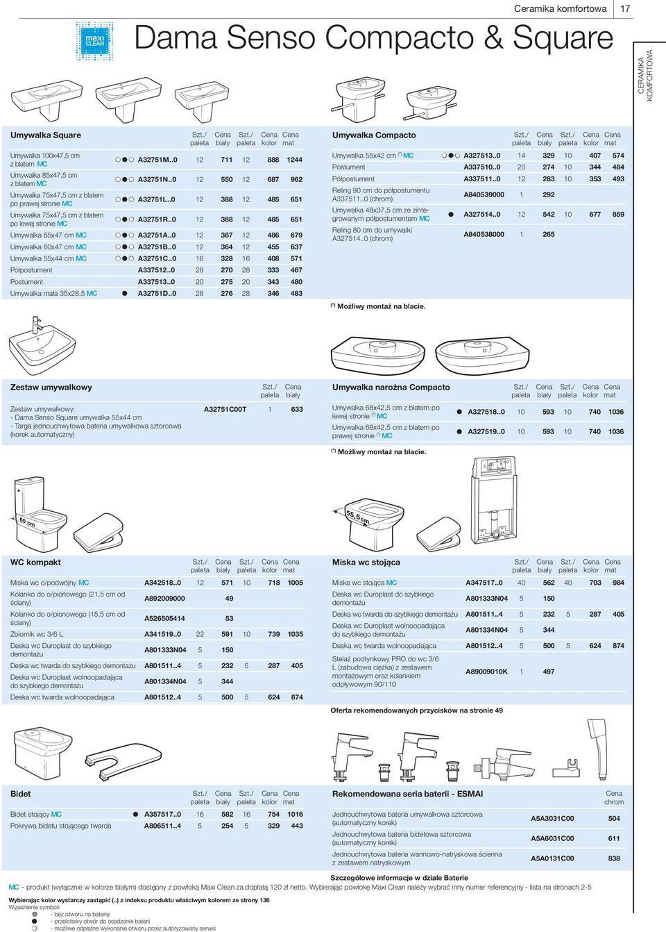 .0 12 388 12 485 651 Umywalka 65x47 cm MC A32751A..0 12 387 12 486 679 Umywalka 60x47 cm MC A32751B..0 12 364 12 455 637 Umywalka 55x44 cm MC A32751C..0 16 328 16 408 571 Półpostument A337512.