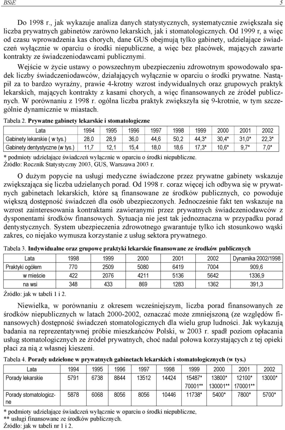 ze świadczeniodawcami publicznymi. Wejście w życie ustawy o powszechnym ubezpieczeniu zdrowotnym spowodowało spadek liczby świadczeniodawców, działających wyłącznie w oparciu o środki prywatne.