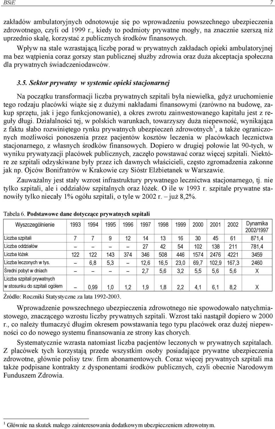 Wpływ na stale wzrastającą liczbę porad w prywatnych zakładach opieki ambulatoryjnej ma bez wątpienia coraz gorszy stan publicznej służby zdrowia oraz duża akceptacja społeczna dla prywatnych