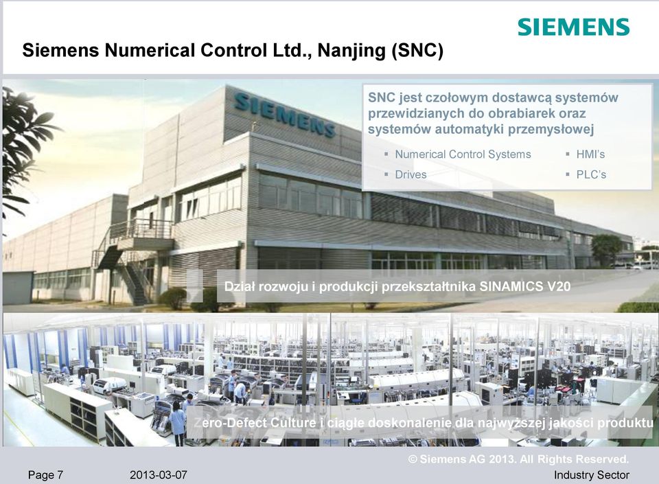 systemów automatyki przemysłowej Numerical Control Systems Drives HMI s PLC s Dział