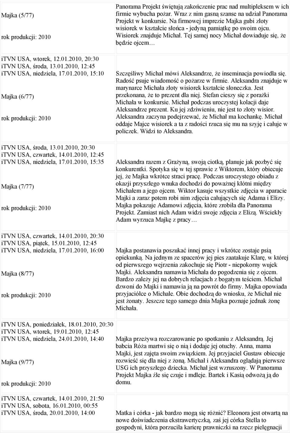 Wraz z nim gasną szanse na udział Panorama Projekt w konkursie. Na firmowej imprezie Majka gubi złoty wisiorek w kształcie słońca - jedyną pamiątkę po swoim ojcu. Wisiorek znajduje Michał.