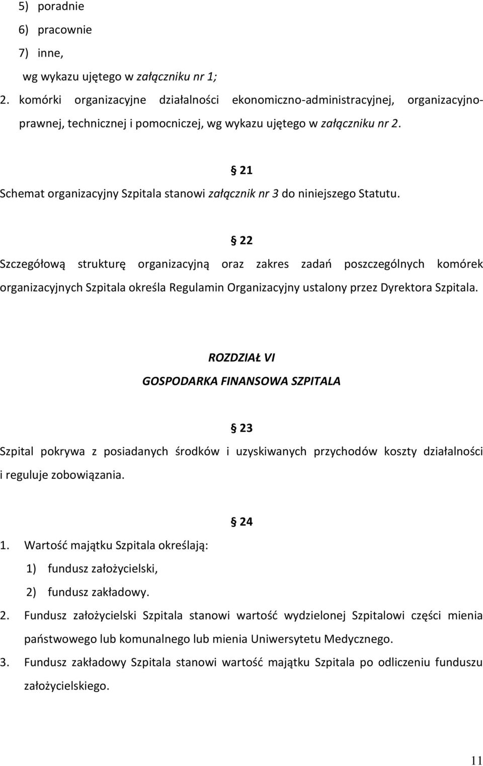 21 Schemat organizacyjny Szpitala stanowi załącznik nr 3 do niniejszego Statutu.