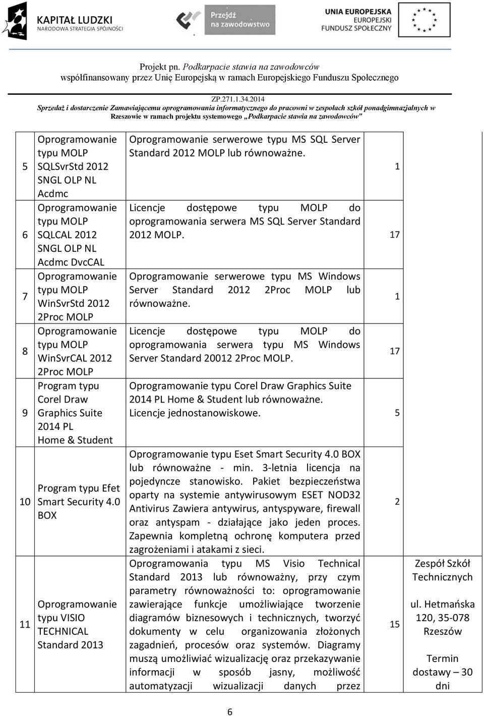 Licencje dostępowe typu MOLP do oprogramowania serwera MS SQL Server Standard 202 MOLP. 7 serwerowe typu MS Windows Server Standard 202 2Proc MOLP lub równoważne.