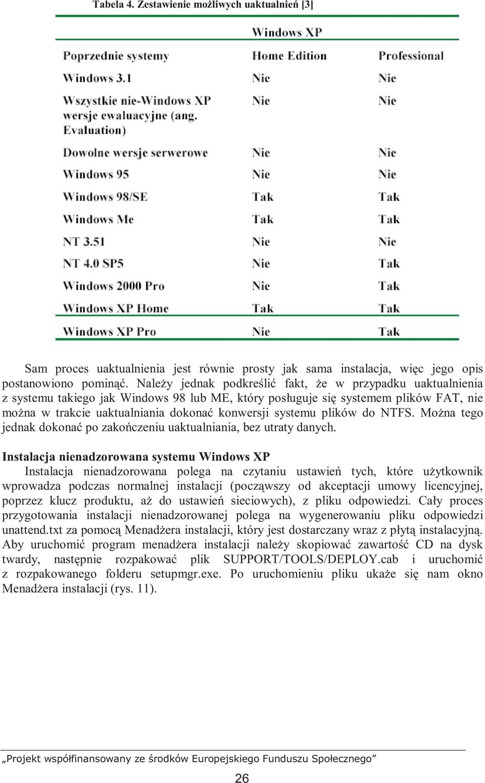 systemu plików do NTFS. MoŜna tego jednak dokonać po zakończeniu uaktualniania, bez utraty danych.