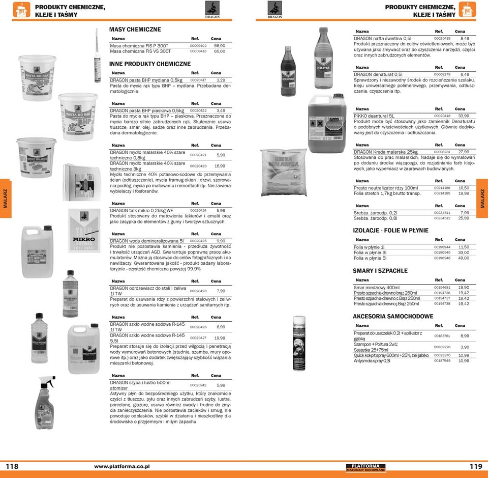 DRAGON nafta świetlna 0,5l 00020419 8,49 Produkt przeznaczony do celów oświetleniowych, może być używana jako zmywacz oraz do czyszczenia narzędzi, części oraz innych zabrudzonych elementów.