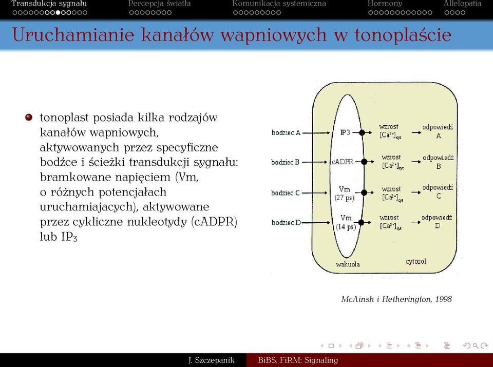 sygnału: bramkowane napięciem (Vm, o różnych potencjałach uruchamiajacych),