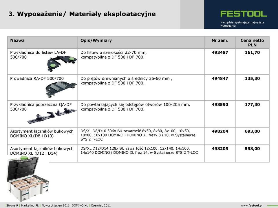 494847 135,30 Przykładnica poprzeczna QA-DF 500/700 Do powtarzających się odstępów otworów 100-205 mm, kompatybilna z DF 500 i DF 700.