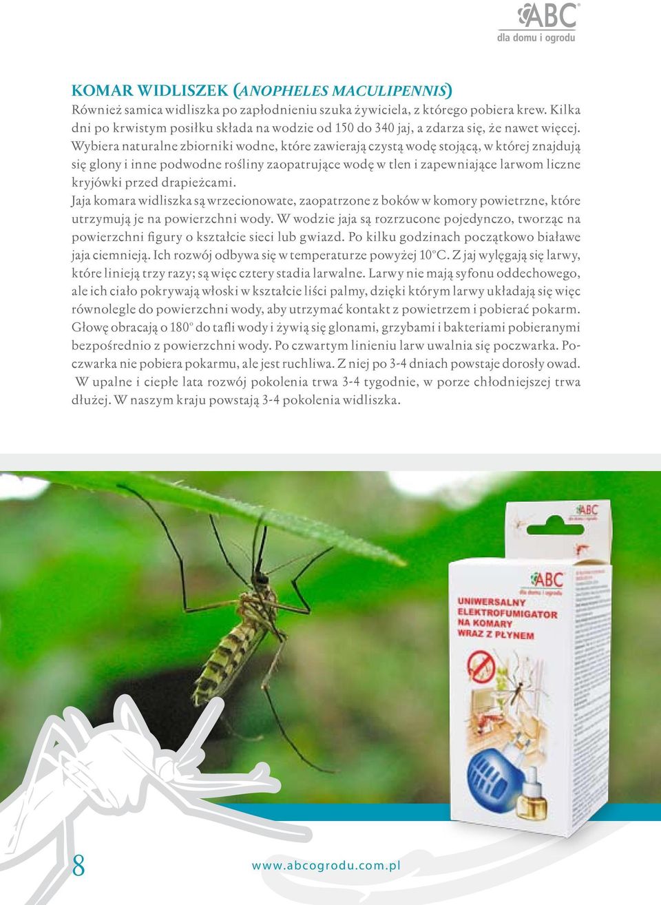 Wybiera naturalne zbiorniki wodne, które zawierają czystą wodę stojącą, w której znajdują się glony i inne podwodne rośliny zaopatrujące wodę w tlen i zapewniające larwom liczne kryjówki przed