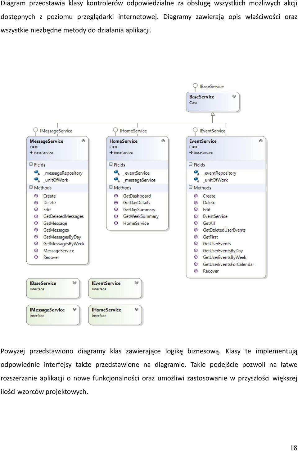 Powyżej przedstawiono diagramy klas zawierające logikę biznesową.