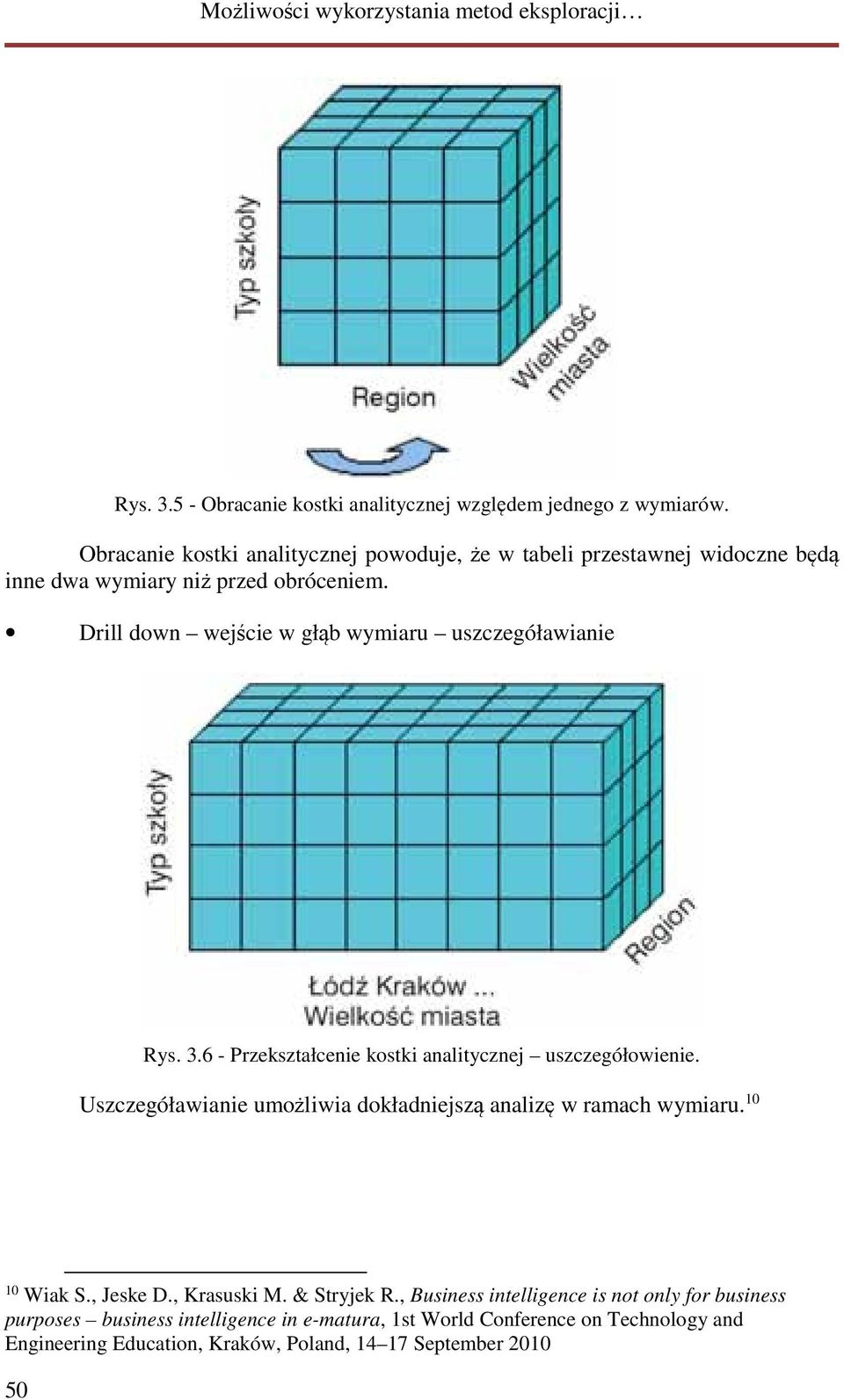 Drill down wejście w głąb wymiaru uszczegóławianie Rys. 3.6 - Przekształcenie kostki analitycznej uszczegółowienie.