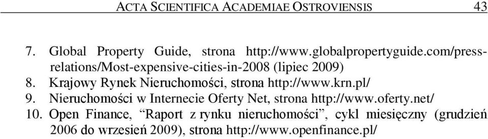 Krajowy Rynek Nieruchomości, strona http://www.krn.pl/ 9.