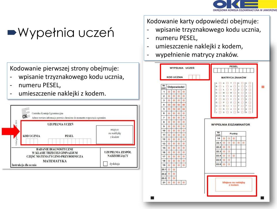 kodem, - wypełnienie matrycy znaków.