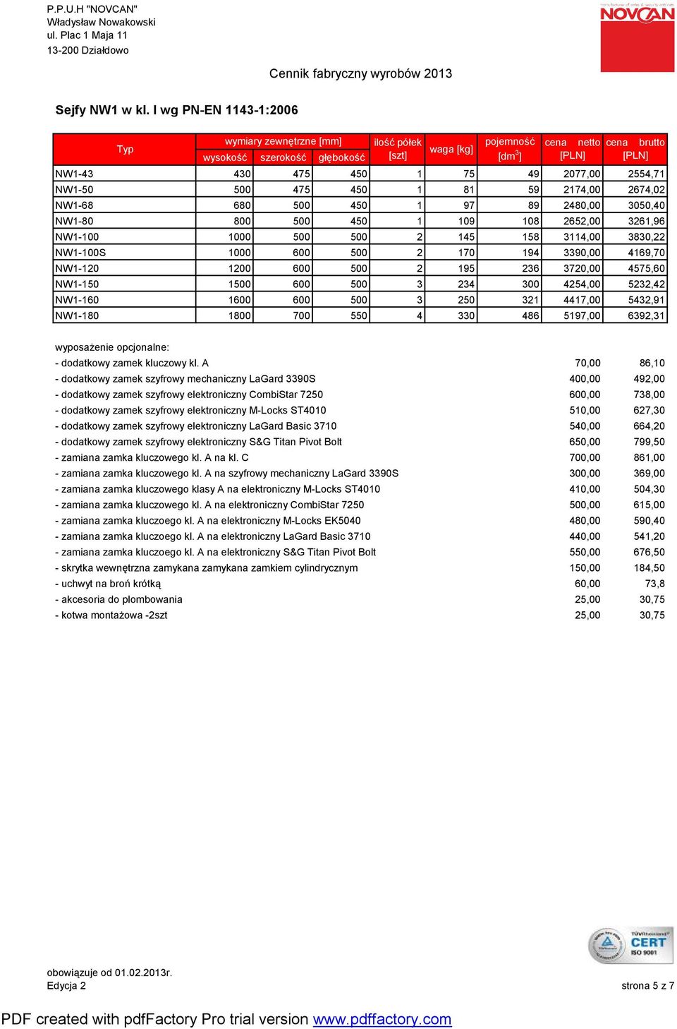 NW1-100 1000 500 500 2 145 158 3114,00 3830,22 NW1-100S 1000 600 500 2 170 194 3390,00 4169,70 NW1-120 1200 600 500 2 195 236 3720,00 4575,60 NW1-150 1500 600 500 3 234 300 4254,00 5232,42 NW1-160