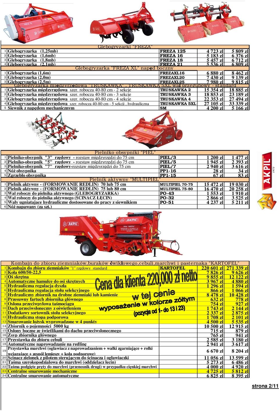 z 9 815 z Glebogryzarka mi dzyrz dowa "TRUSKAWKA", TRUSKAWKA 5XL wa przegubowy - standard 1 Glebogryzarka mi dzyrz dowa szer.