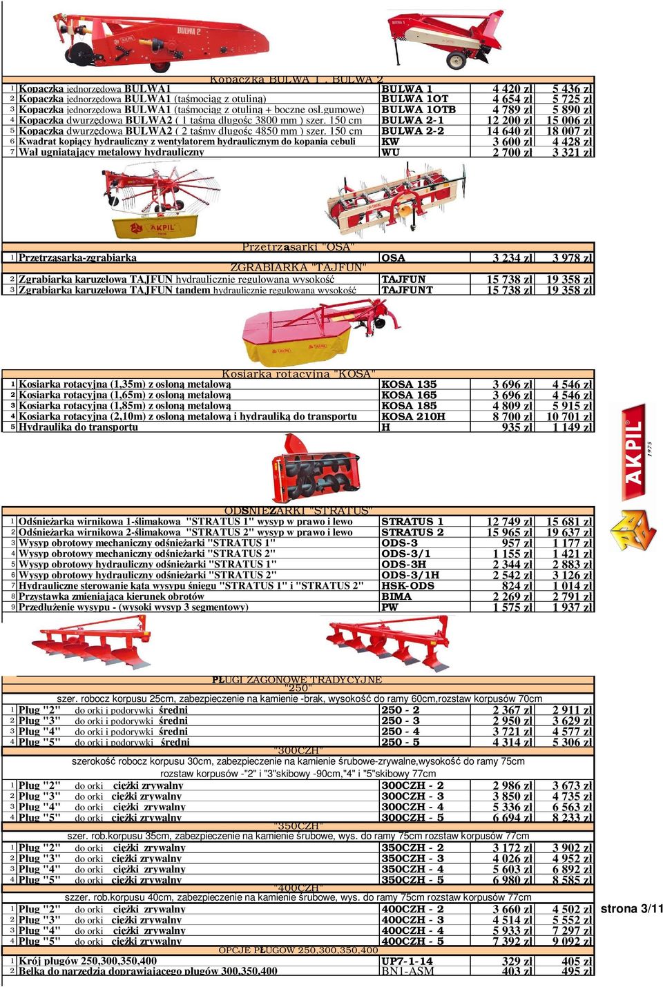 150 cm BULWA 2-1 12 200 z 15 006 z 5 Kopaczka dwurz dowa BULWA2 ( 2 ta my dlugo c 4850 mm ) szer.