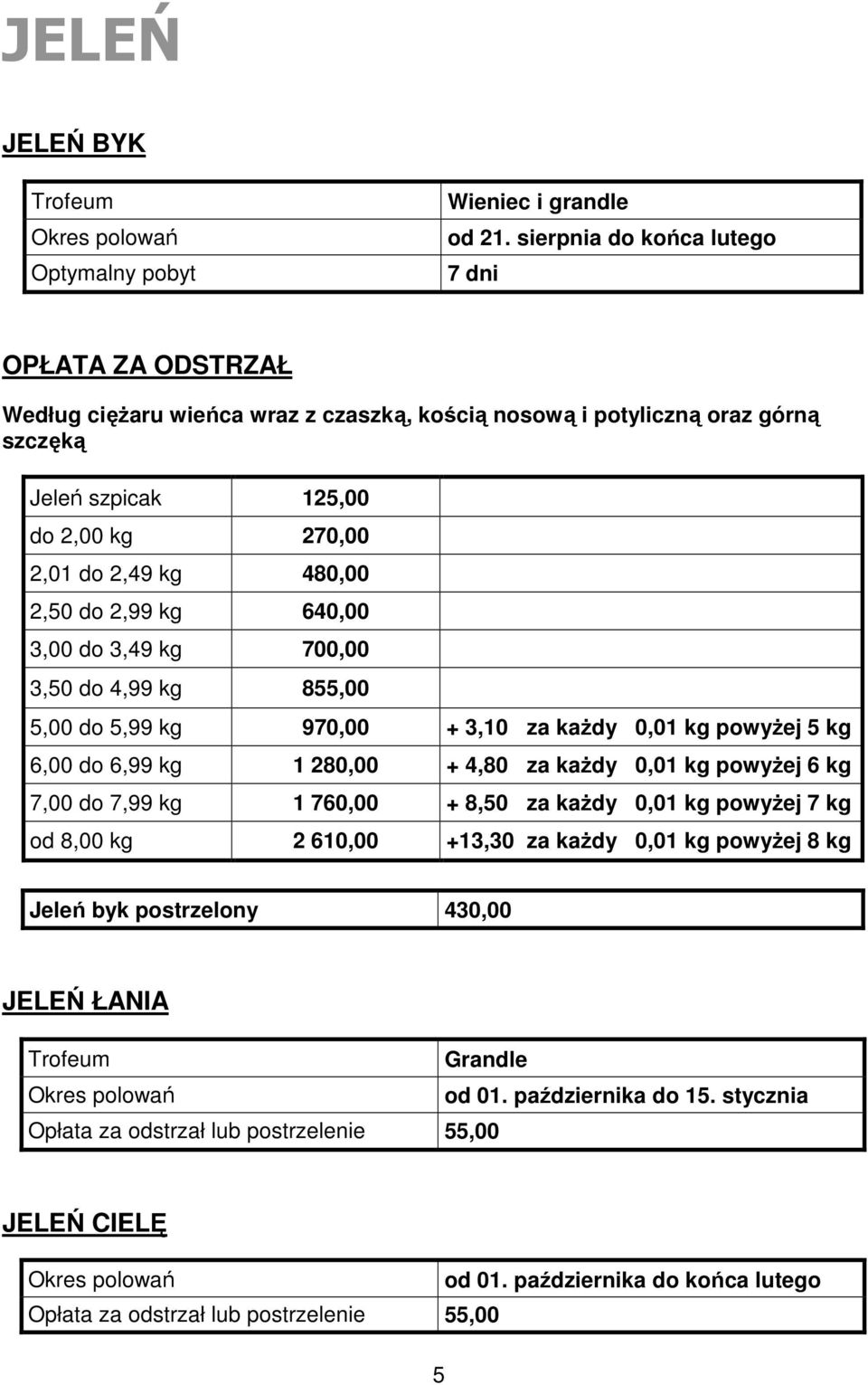 2,50 do 2,99 kg 640,00 3,00 do 3,49 kg 700,00 3,50 do 4,99 kg 855,00 5,00 do 5,99 kg 970,00 + 3,10 za kaŝdy 0,01 kg powyŝej 5 kg 6,00 do 6,99 kg 1 280,00 + 4,80 za kaŝdy 0,01 kg powyŝej 6 kg 7,00 do