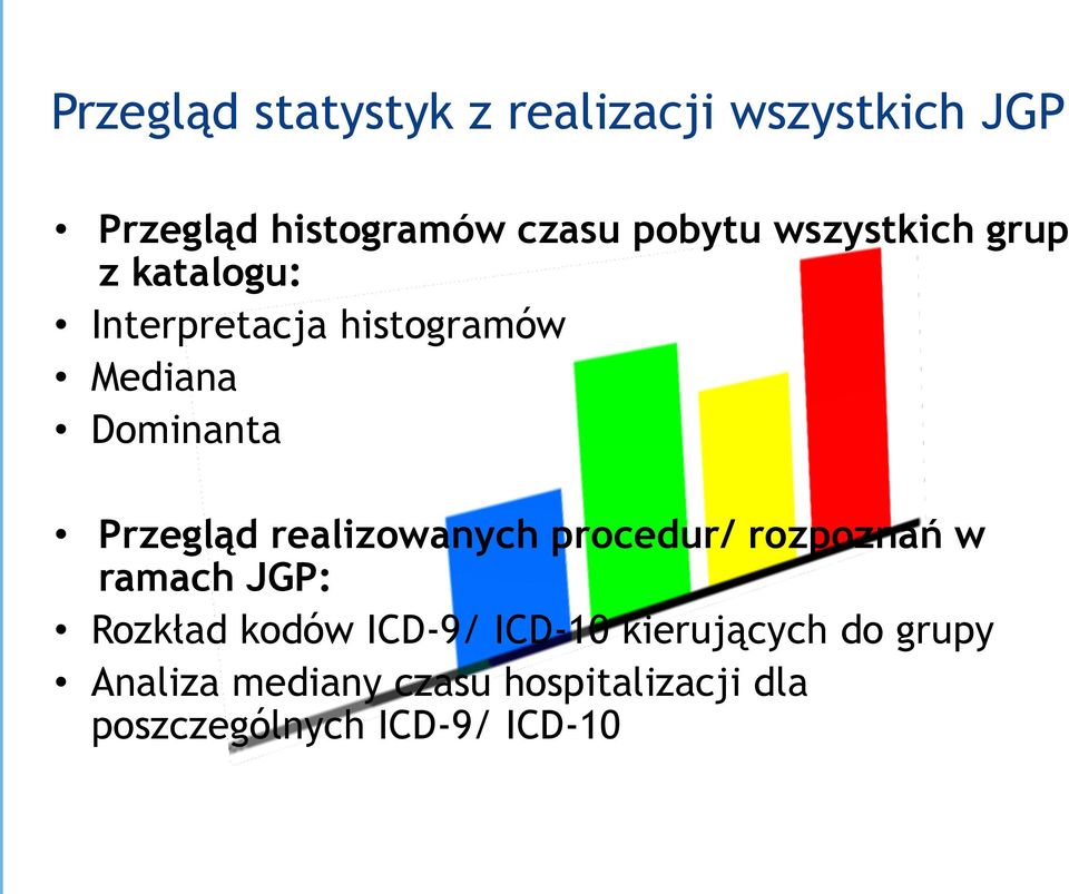 realizowanych procedur/ rozpoznań w ramach JGP: Rozkład kodów ICD-9/ ICD-10