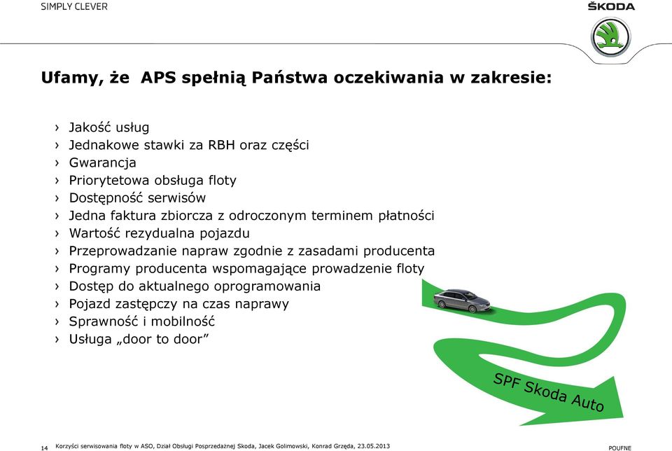 producenta Programy producenta wspomagające prowadzenie floty Dostęp do aktualnego oprogramowania Pojazd zastępczy na czas naprawy Sprawność i