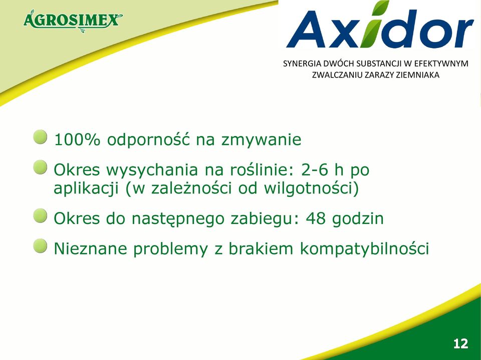 wilgotności) Okres do następnego zabiegu: 48