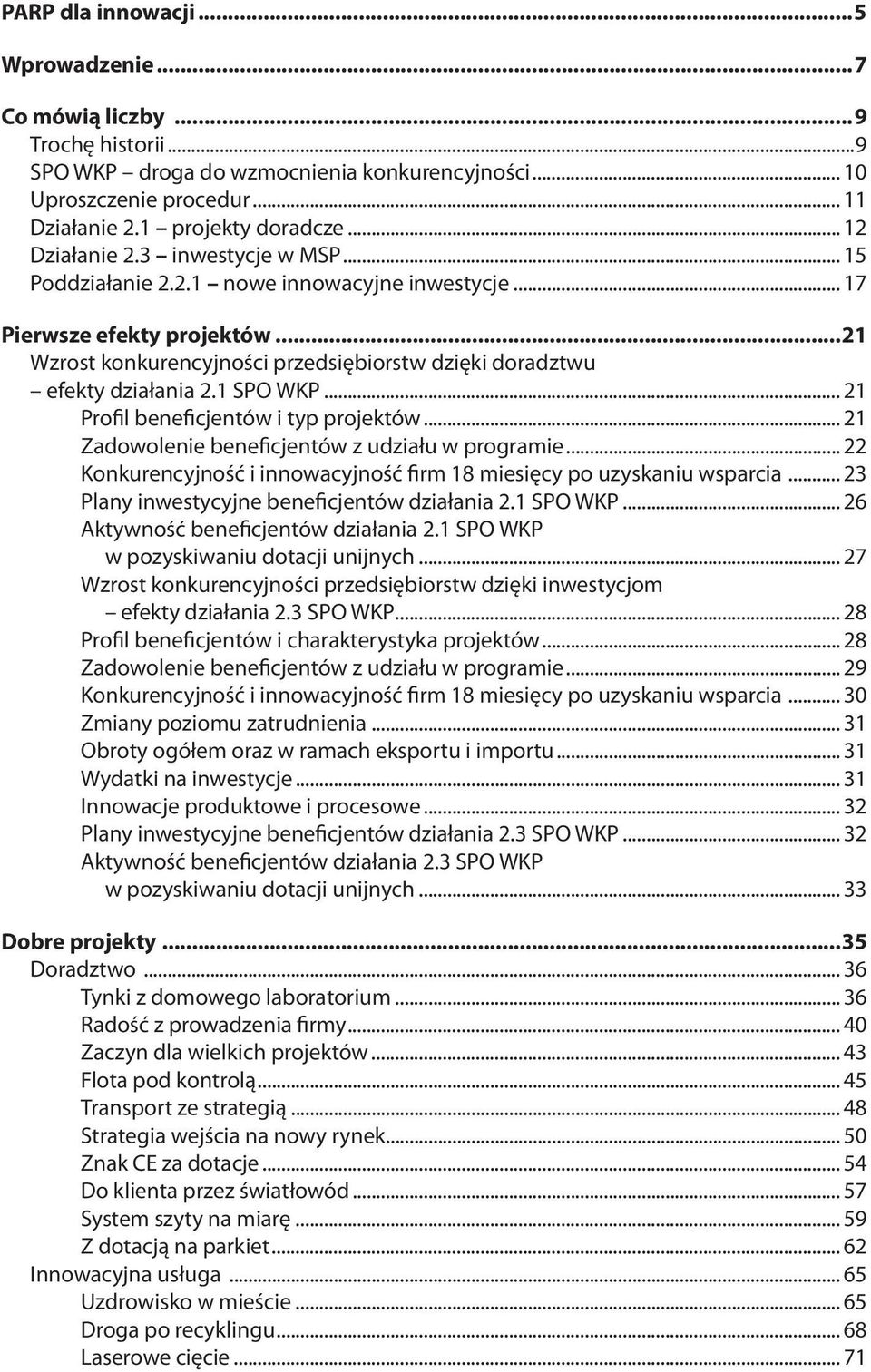 ..21 Wzrost konkurencyjności przedsiębiorstw dzięki doradztwu efekty działania 2.1 SPO WKP... 21 Profil beneficjentów i typ projektów... 21 Zadowolenie beneficjentów z udziału w programie.