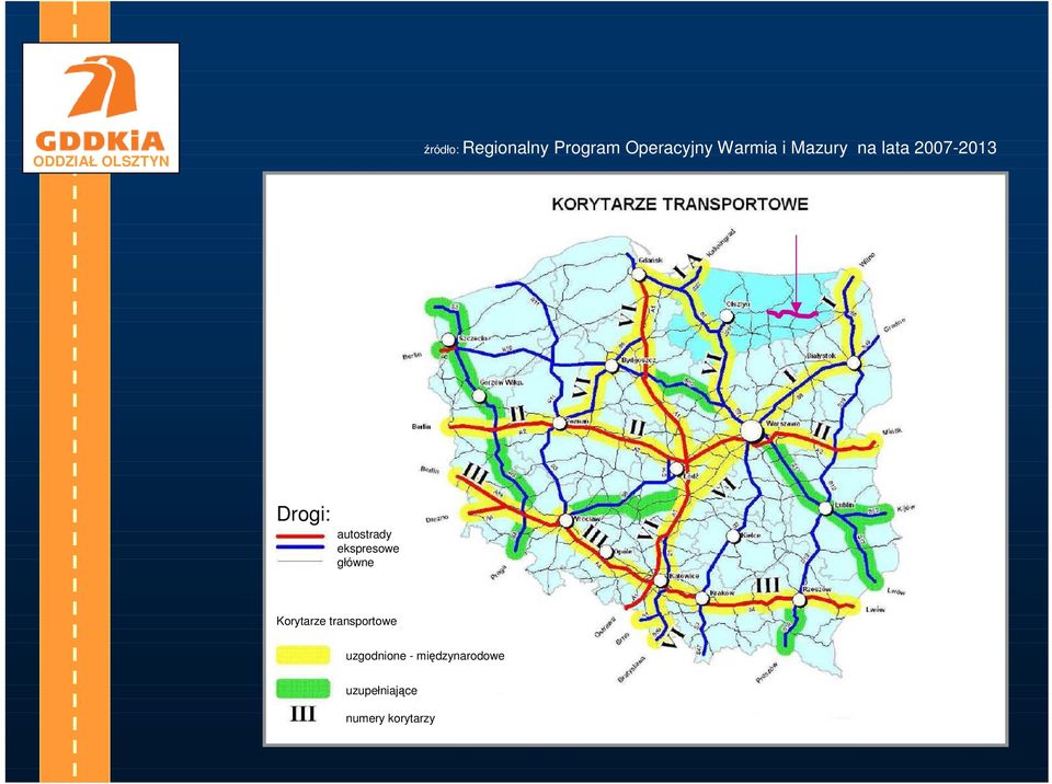 autostrady ekspresowe główne Korytarze transportowe